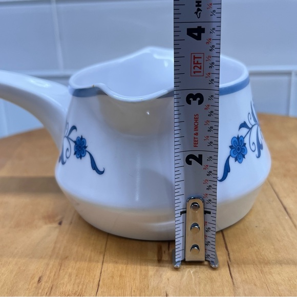 Noritake Progression China “Blue Haven” Gravy Boat Bowl Handle 2 Spouts Floral - Picture 12 of 13